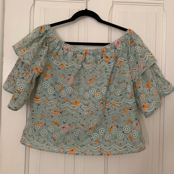 Anthropologie LAIA Embroidered Off Shoulder Top M - Picture 4 of 5
